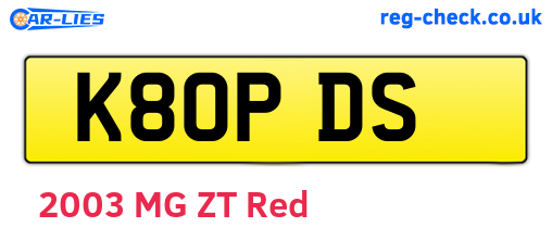 K80PDS are the vehicle registration plates.