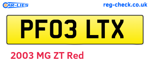 PF03LTX are the vehicle registration plates.