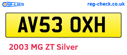 AV53OXH are the vehicle registration plates.