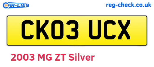 CK03UCX are the vehicle registration plates.