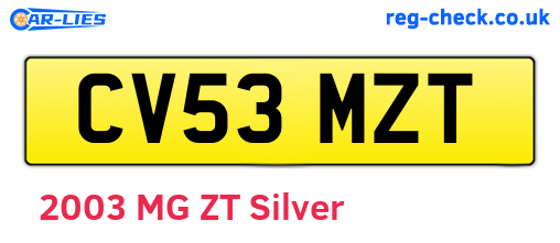 CV53MZT are the vehicle registration plates.