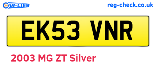 EK53VNR are the vehicle registration plates.