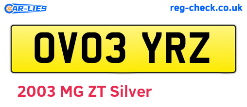OV03YRZ are the vehicle registration plates.