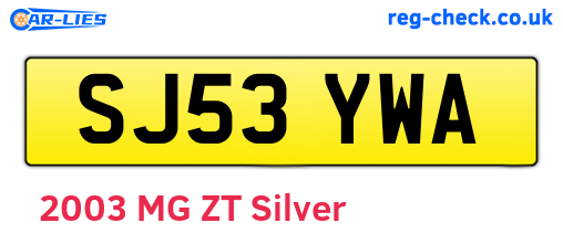SJ53YWA are the vehicle registration plates.