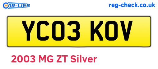 YC03KOV are the vehicle registration plates.