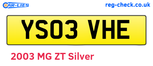 YS03VHE are the vehicle registration plates.