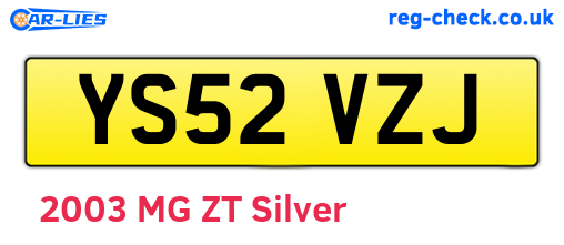 YS52VZJ are the vehicle registration plates.