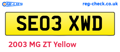 SE03XWD are the vehicle registration plates.