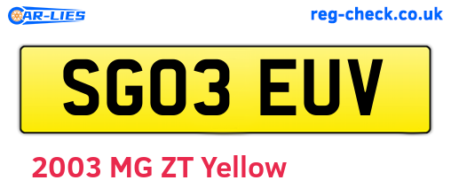 SG03EUV are the vehicle registration plates.