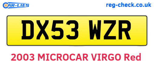 DX53WZR are the vehicle registration plates.