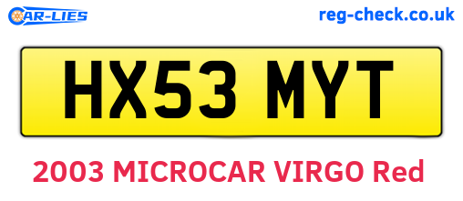 HX53MYT are the vehicle registration plates.