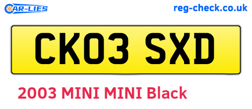 CK03SXD are the vehicle registration plates.