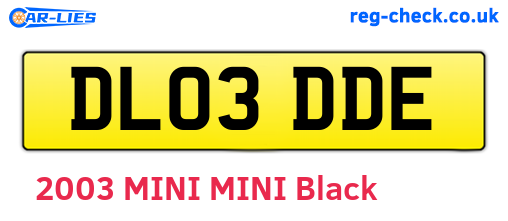 DL03DDE are the vehicle registration plates.