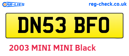 DN53BFO are the vehicle registration plates.