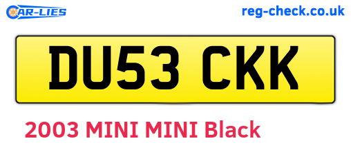 DU53CKK are the vehicle registration plates.