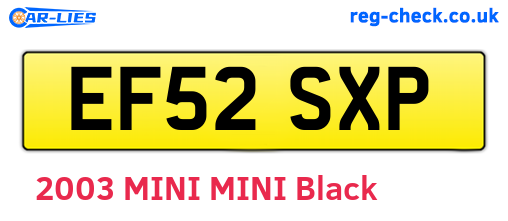 EF52SXP are the vehicle registration plates.
