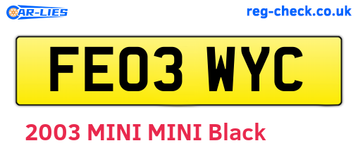 FE03WYC are the vehicle registration plates.
