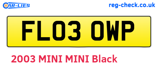 FL03OWP are the vehicle registration plates.