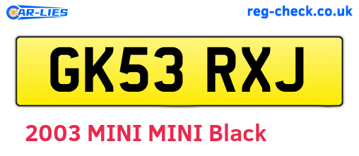 GK53RXJ are the vehicle registration plates.