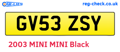 GV53ZSY are the vehicle registration plates.