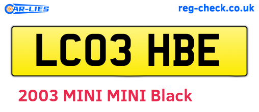 LC03HBE are the vehicle registration plates.