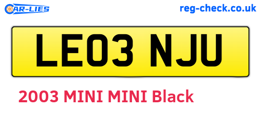 LE03NJU are the vehicle registration plates.