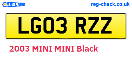 LG03RZZ are the vehicle registration plates.
