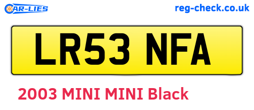 LR53NFA are the vehicle registration plates.