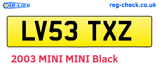 LV53TXZ are the vehicle registration plates.