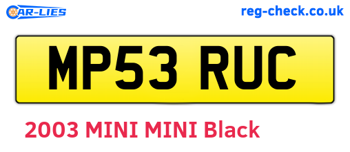 MP53RUC are the vehicle registration plates.