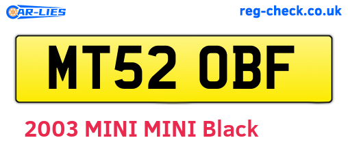 MT52OBF are the vehicle registration plates.