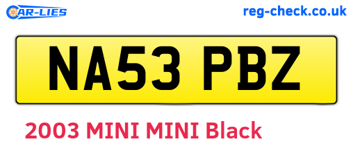 NA53PBZ are the vehicle registration plates.