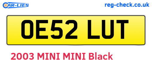 OE52LUT are the vehicle registration plates.
