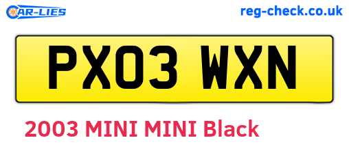 PX03WXN are the vehicle registration plates.