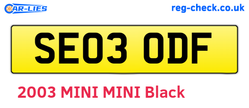 SE03ODF are the vehicle registration plates.