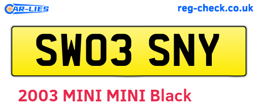 SW03SNY are the vehicle registration plates.