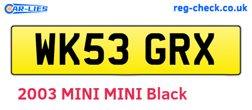 WK53GRX are the vehicle registration plates.