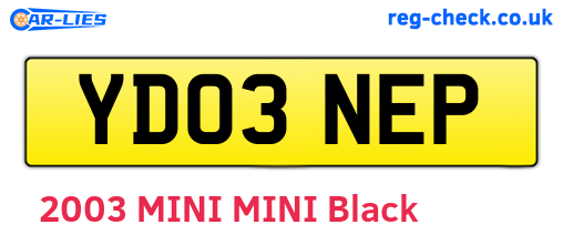 YD03NEP are the vehicle registration plates.