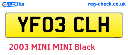 YF03CLH are the vehicle registration plates.