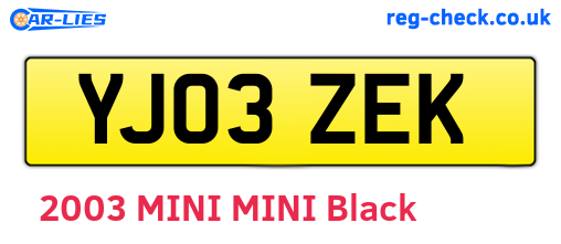 YJ03ZEK are the vehicle registration plates.