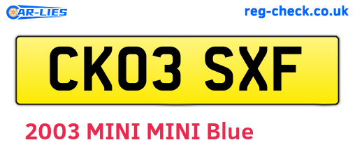 CK03SXF are the vehicle registration plates.