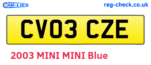 CV03CZE are the vehicle registration plates.