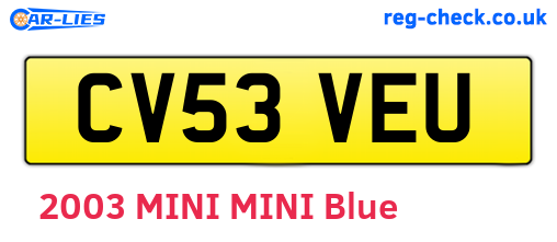 CV53VEU are the vehicle registration plates.