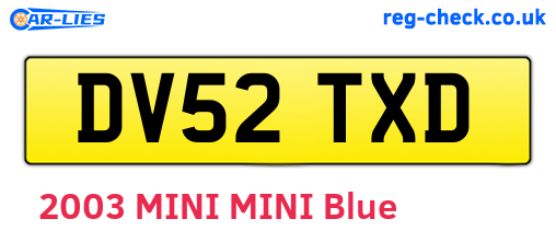 DV52TXD are the vehicle registration plates.