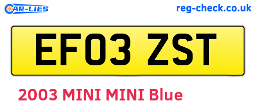 EF03ZST are the vehicle registration plates.