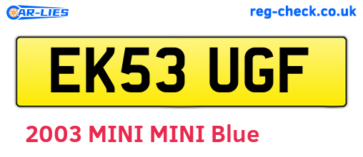EK53UGF are the vehicle registration plates.