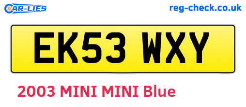 EK53WXY are the vehicle registration plates.