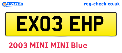 EX03EHP are the vehicle registration plates.