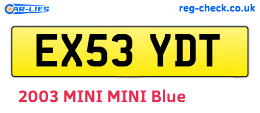 EX53YDT are the vehicle registration plates.