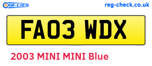 FA03WDX are the vehicle registration plates.